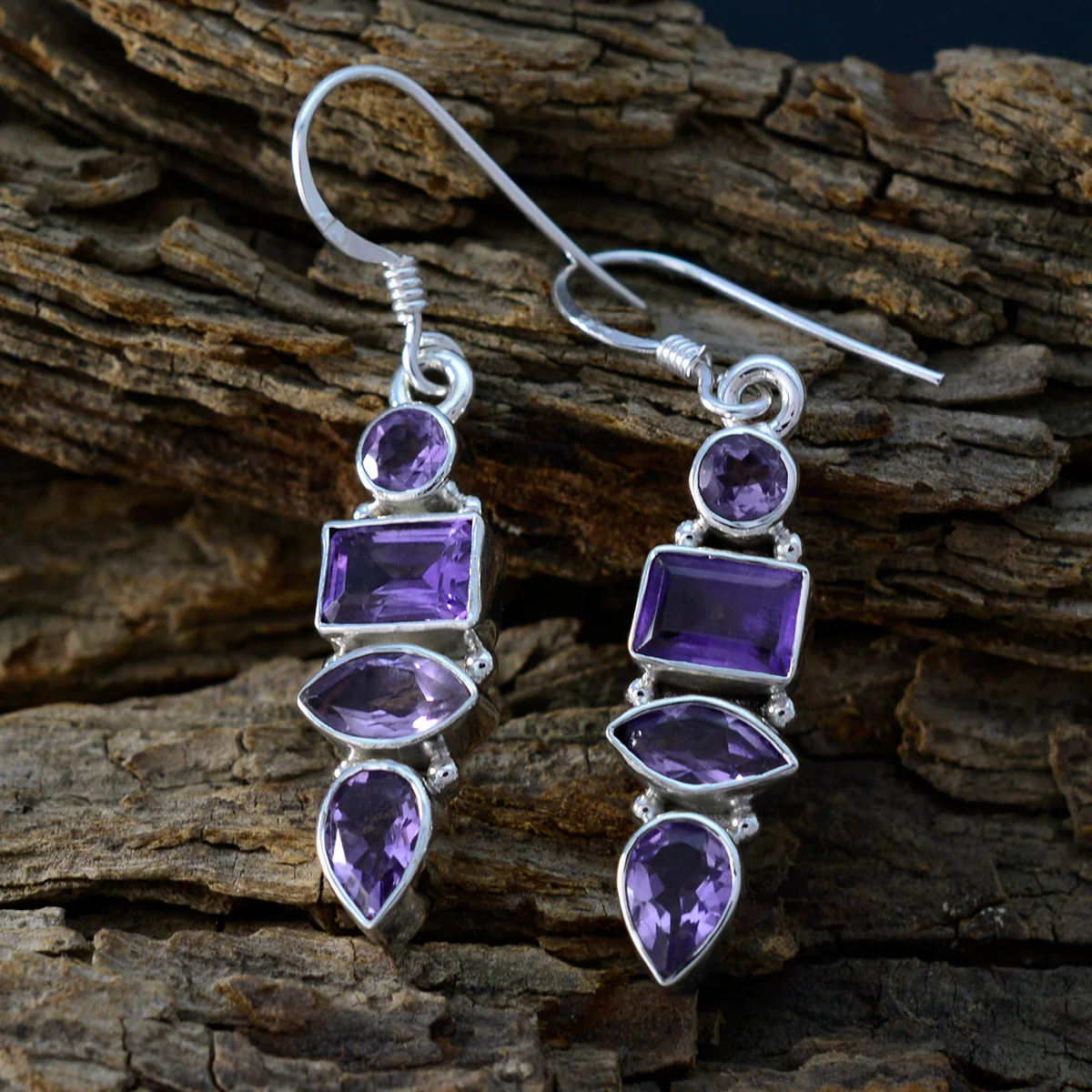 Amethyst Spanish Emily multiple Dangle Purple 925 Silver Earring - Image 3
