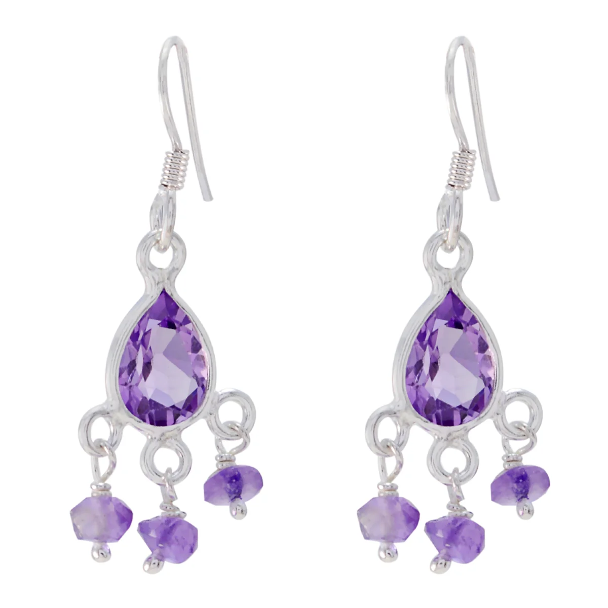 Amethyst Spanish Milagros multiple Dangle Purple Sterling Silver Earring