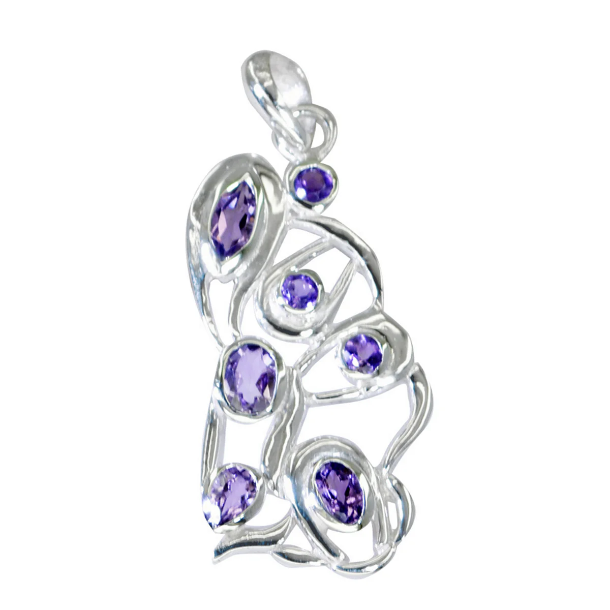 Amethyst Statement Egyptian Sterling Silver multiple Olivia valentine Purple Pendant Jewellery