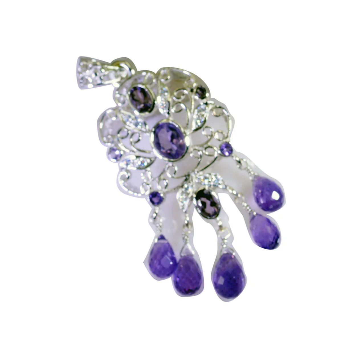 Amethyst Statement Middle Eastern 925 Silver multiple Aisha Artisan Purple Pendant Jewelry - Image 2