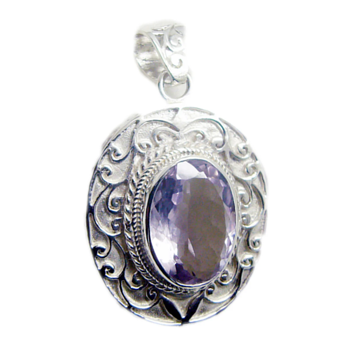 Amethyst Statement Moroccan 92.5 Silver Solitaire Nella Rope-Wire Purple Pendant Jewellery - Image 2