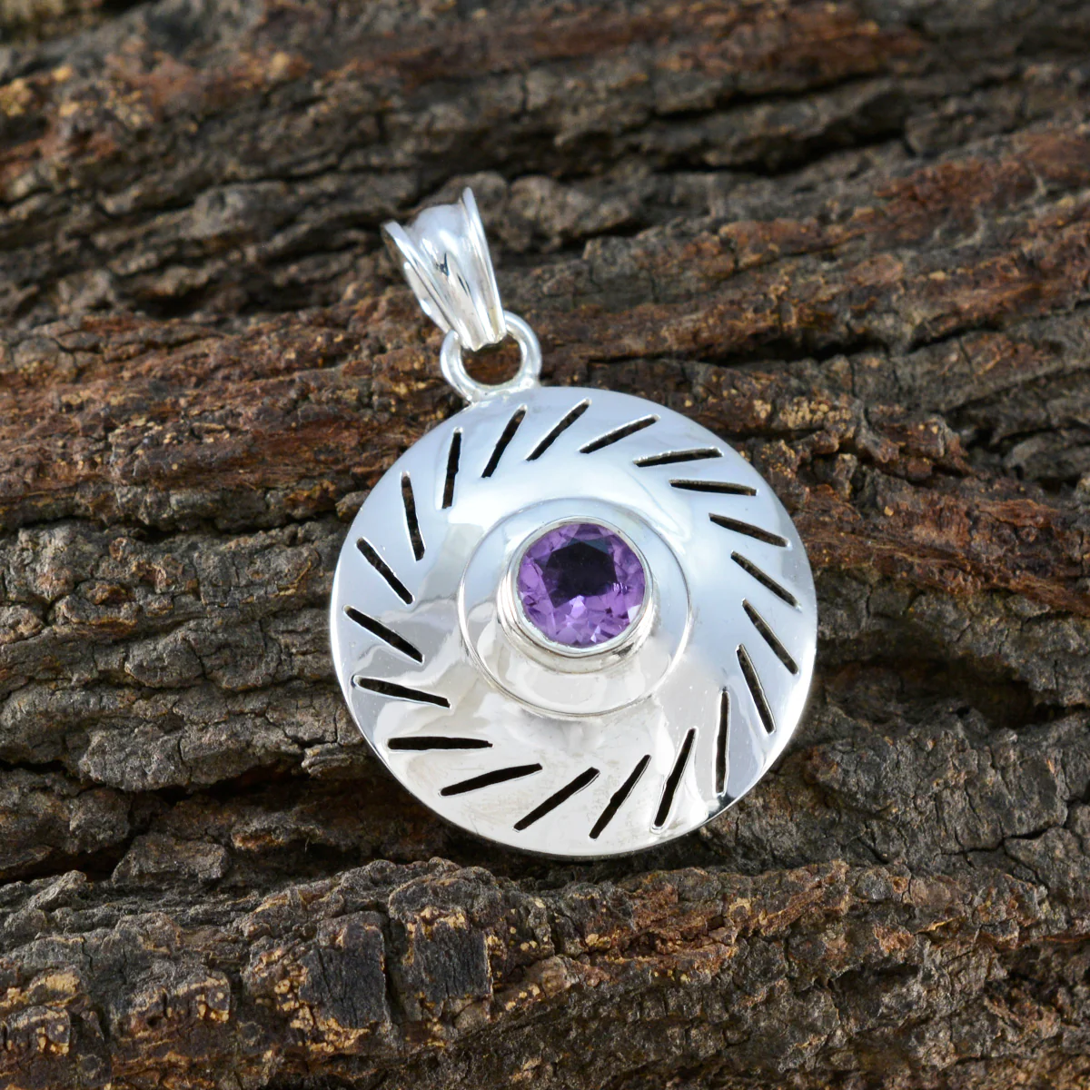 Amethyst Tiny French Silver Solitaire Ava Art-Deco Purple Pendant Jewelry - Image 4