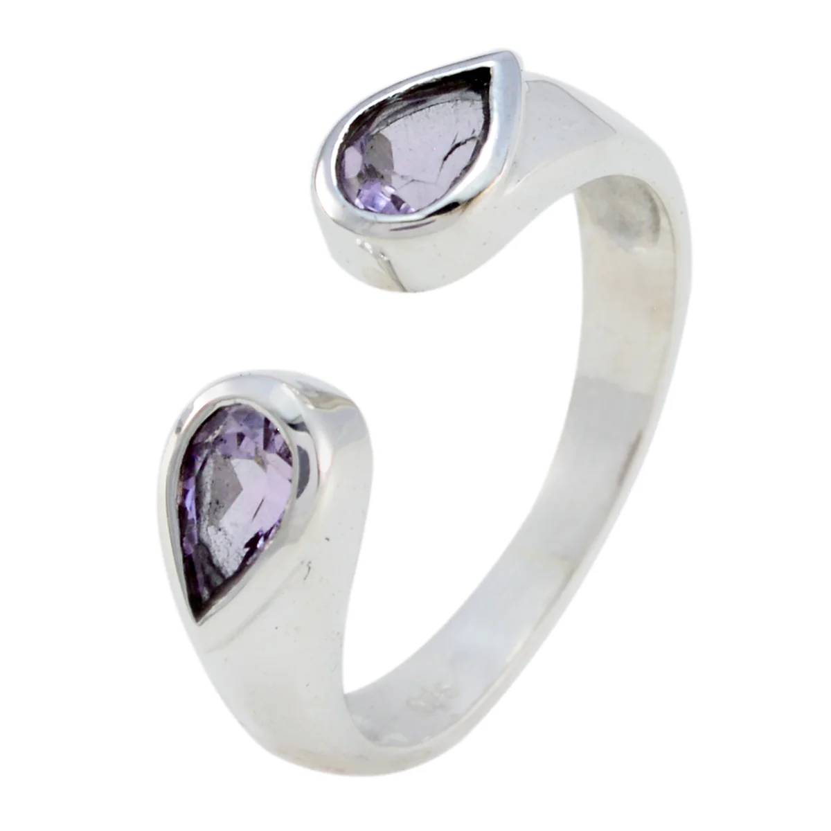 Amethyst Toi et Moi American 925 Sterling Silver Purple Gemstones Delicate Romantic Ring Jewellery - Image 2