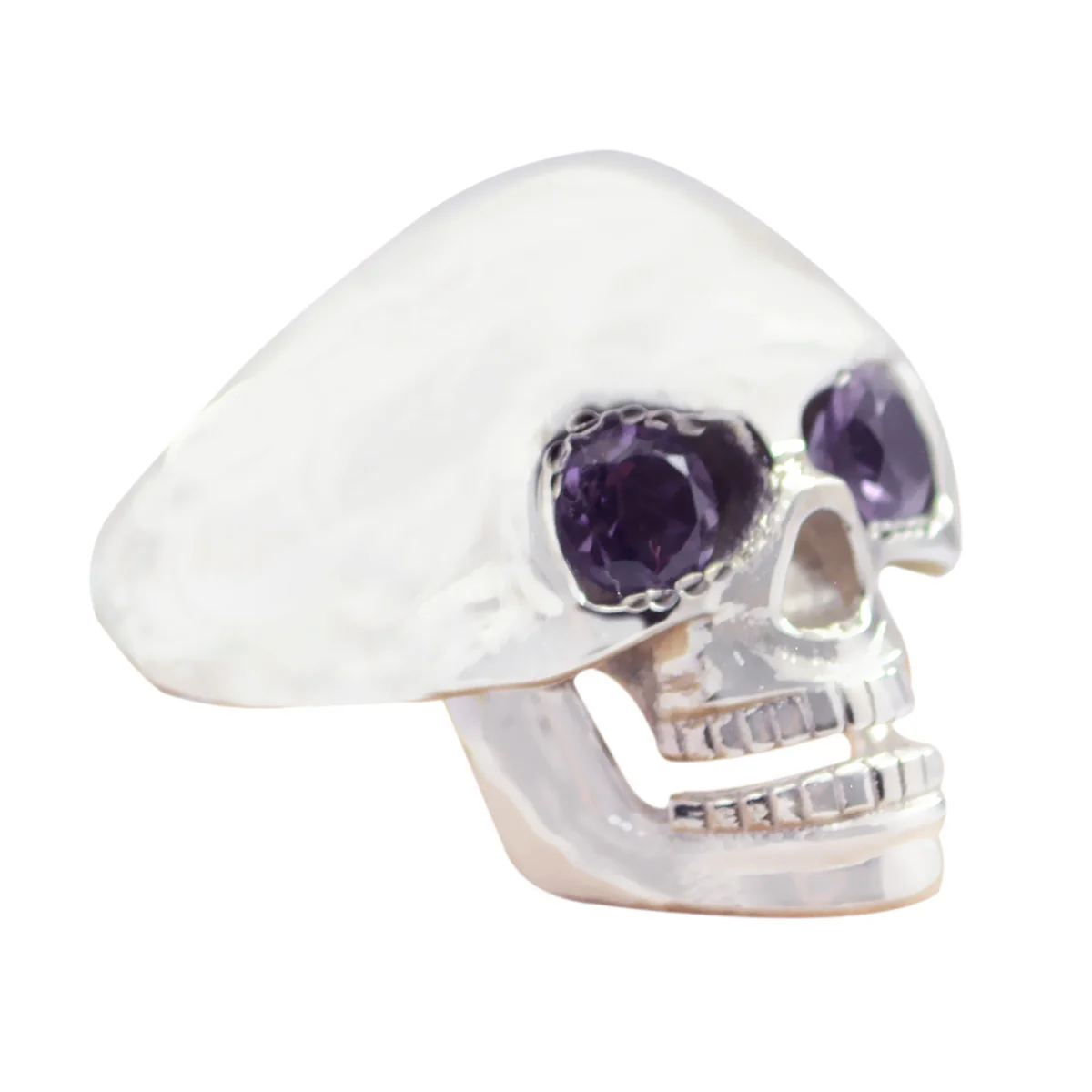 Amethyst Toi et Moi Egyptian 92.5 Silver Purple Gems Statement Signet Ring Jewellery - Image 3