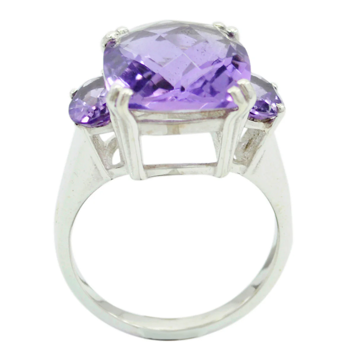 Amethyst Trilogy German 92.5 Silver Purple Gems Mid-weight Fairytale Ring Jewellery - Image 2