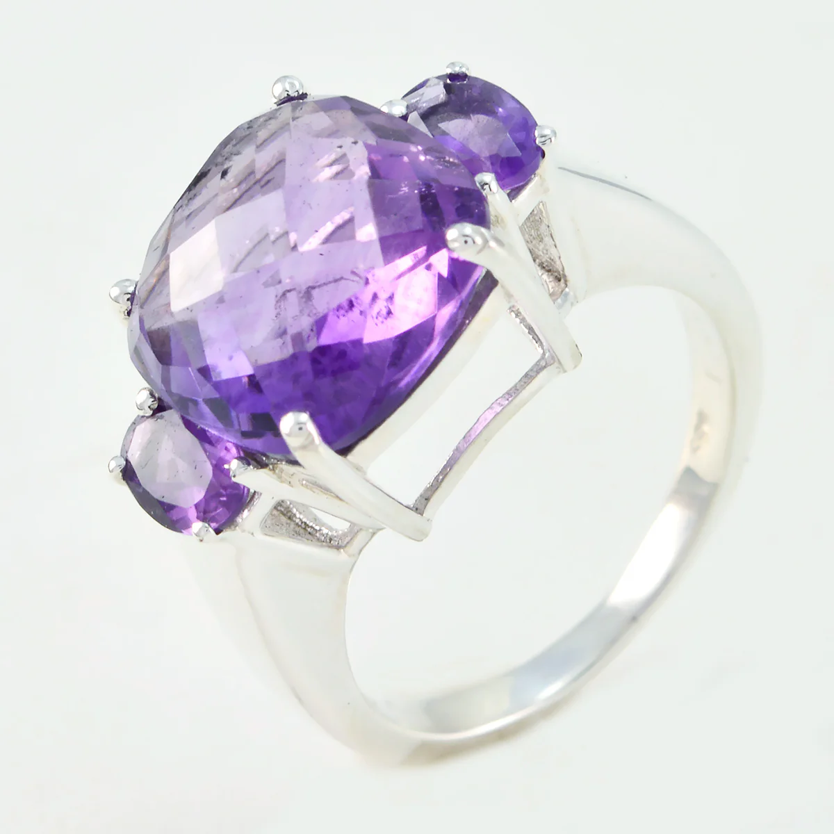 Amethyst Trilogy German 92.5 Silver Purple Gems Mid-weight Fairytale Ring Jewellery - Image 3