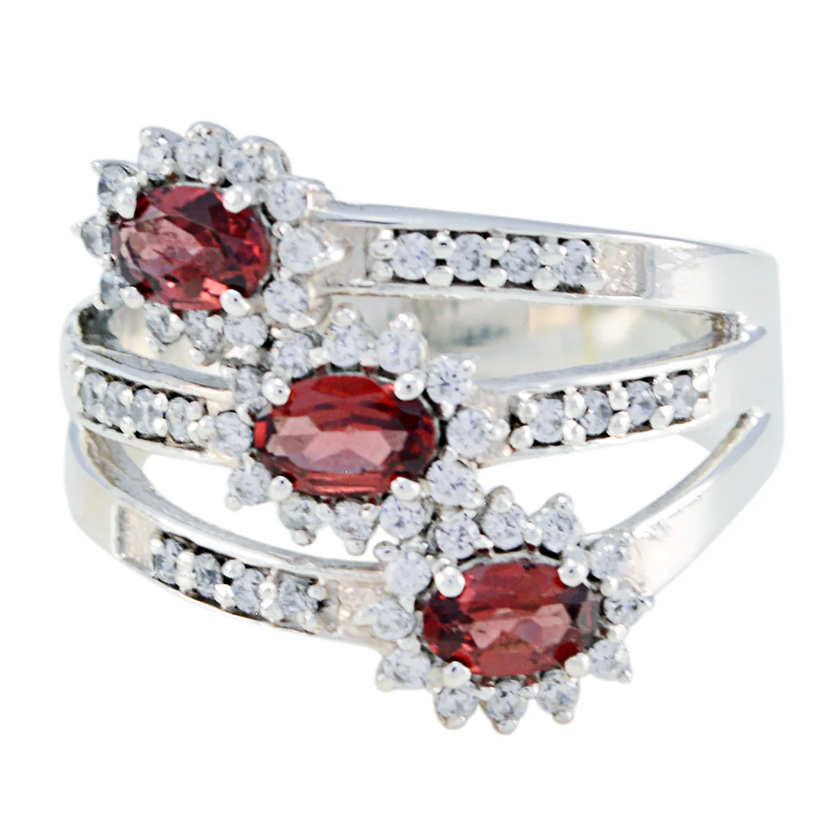 Amethyst Trilogy German 925 Silver Purple Gems Essential Contemporary Ring Jewellery