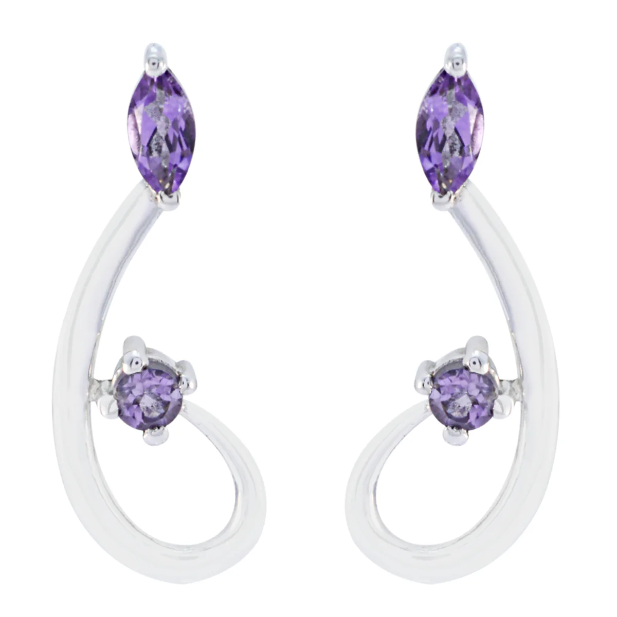 Amethyst Turkish Ana multiple Stud Purple Silver Earring
