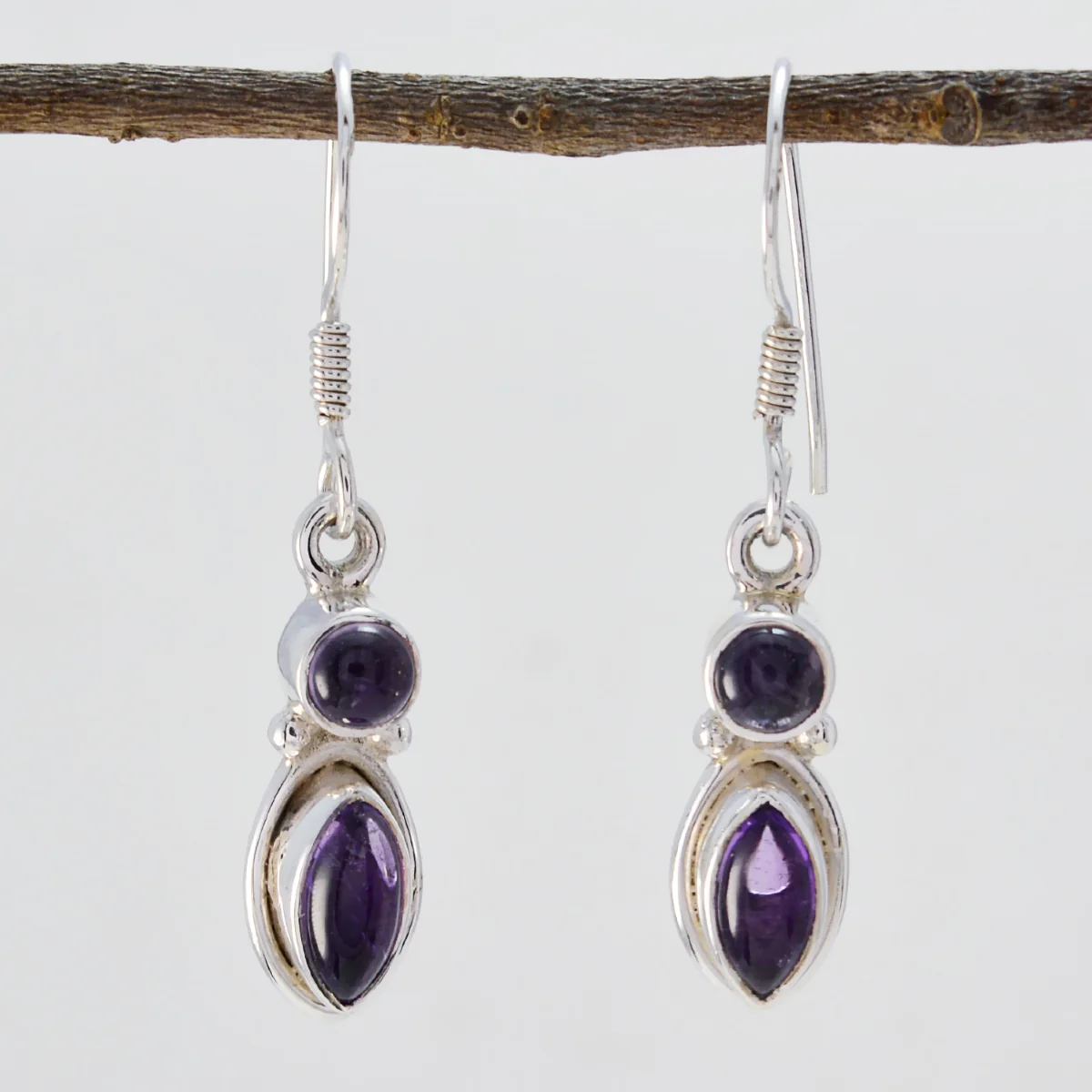 Amethyst Turkish Ji-eun multiple Dangle Purple Sterling Silver Earring - Image 2