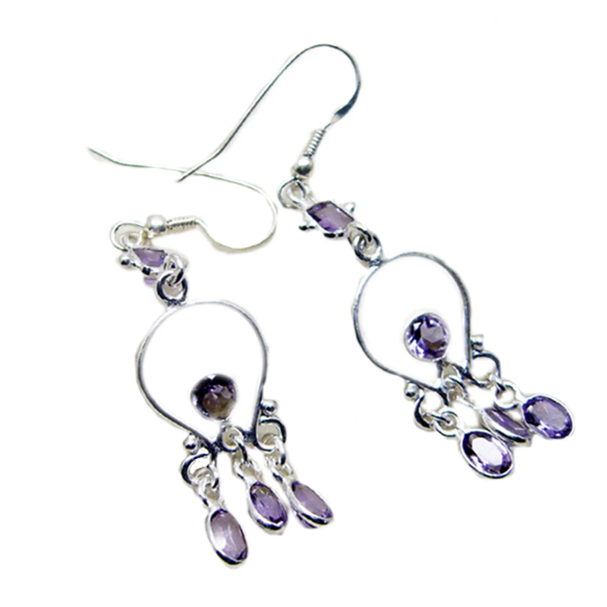 Amethyst Turkish Lucia multiple Dangle Purple 92.5 Silver Earring - Image 3