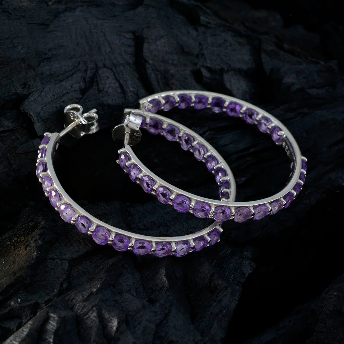 Amethyst Turkish Scarlett multiple Stud Purple 925 Silver Earring - Image 2