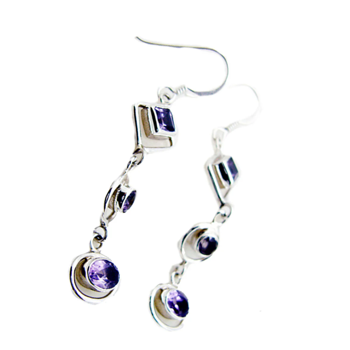 Amethyst Turkish Sofía multiple Dangle Purple Silver Earring - Image 2
