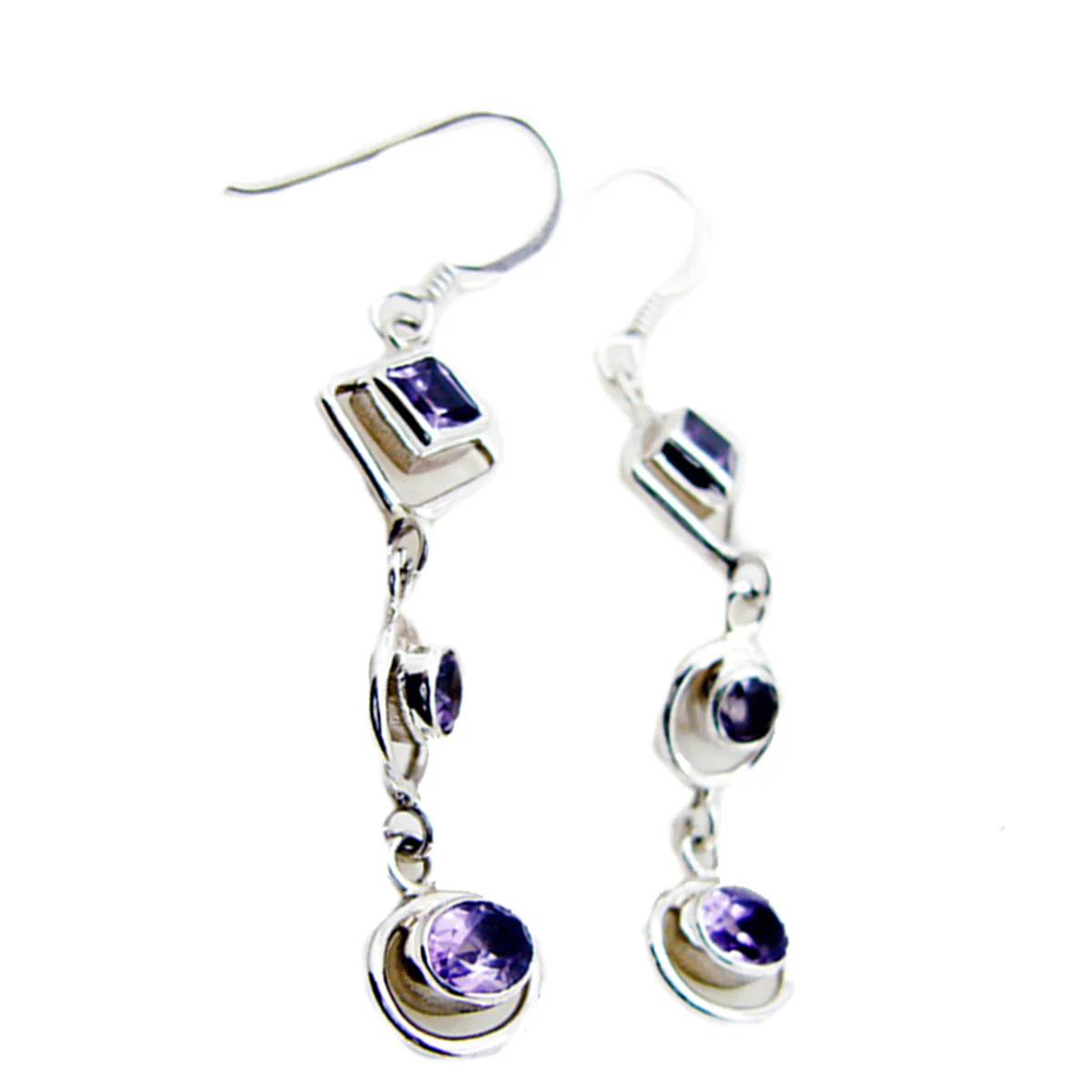 Amethyst Turkish Sofía multiple Dangle Purple Silver Earring - Image 3