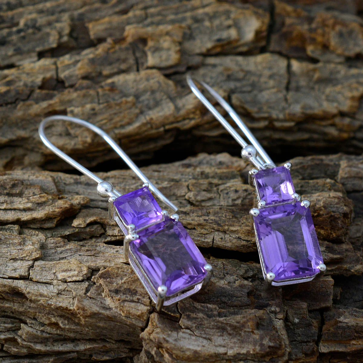 Amethyst Turkish Soo-jin multiple Dangle Purple Silver Earring - Image 3