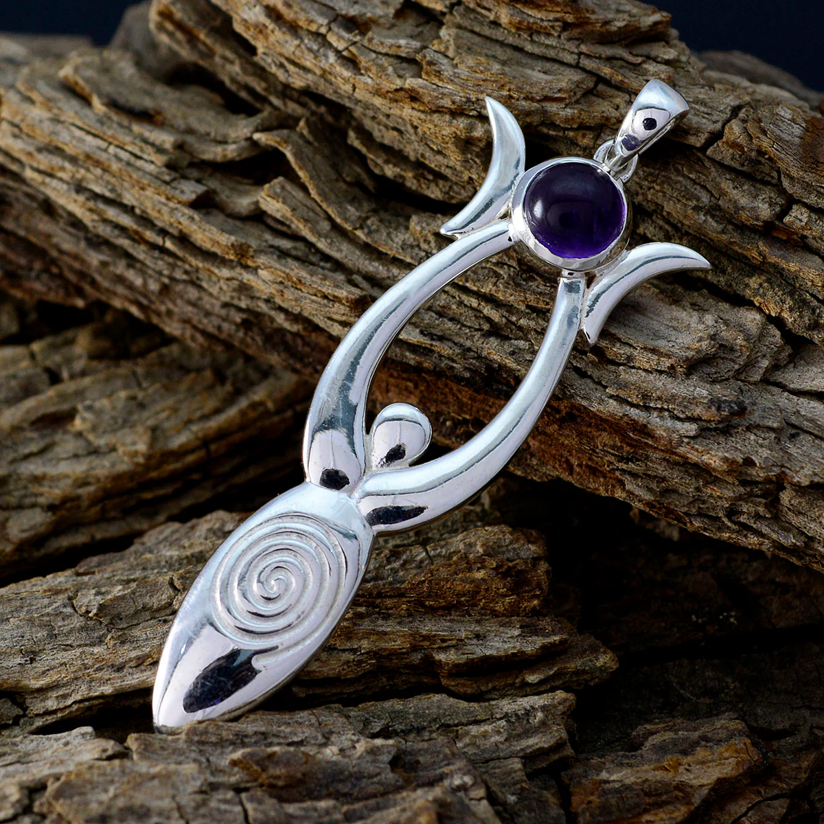 Amethyst Whisper-thin German Sterling Silver Solitaire Claire Bubble Purple Pendant Jewellery - Image 2