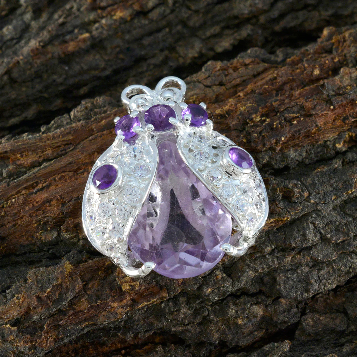 Amethyst Whisper-thin Indian Sterling Silver multiple Priya Eternity Purple Pendant Jewellery