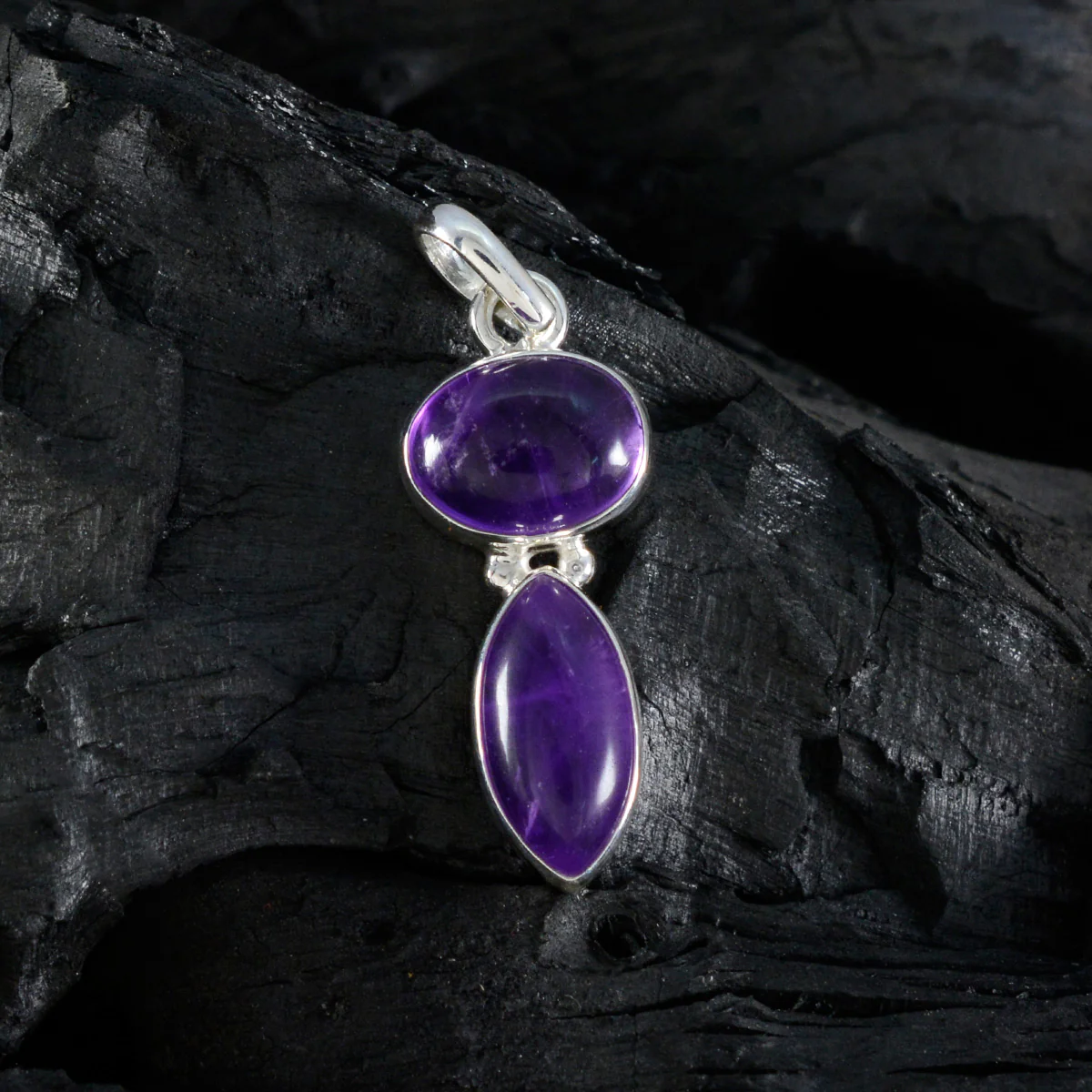 Amethyst Whisper-thin Latin American Sterling Silver Toi et Moi Ella Glamorous Purple Pendant Jewellery - Image 3