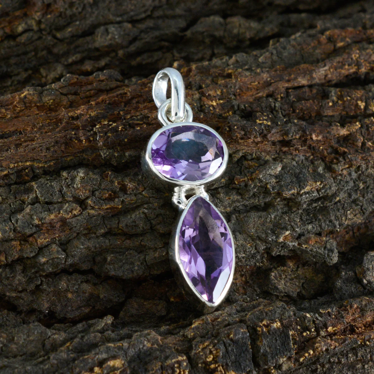 Amethyst Whisper-thin Russian 925 Silver Toi et Moi Ellie Sophisticated Purple Pendant Jewelry - Image 2