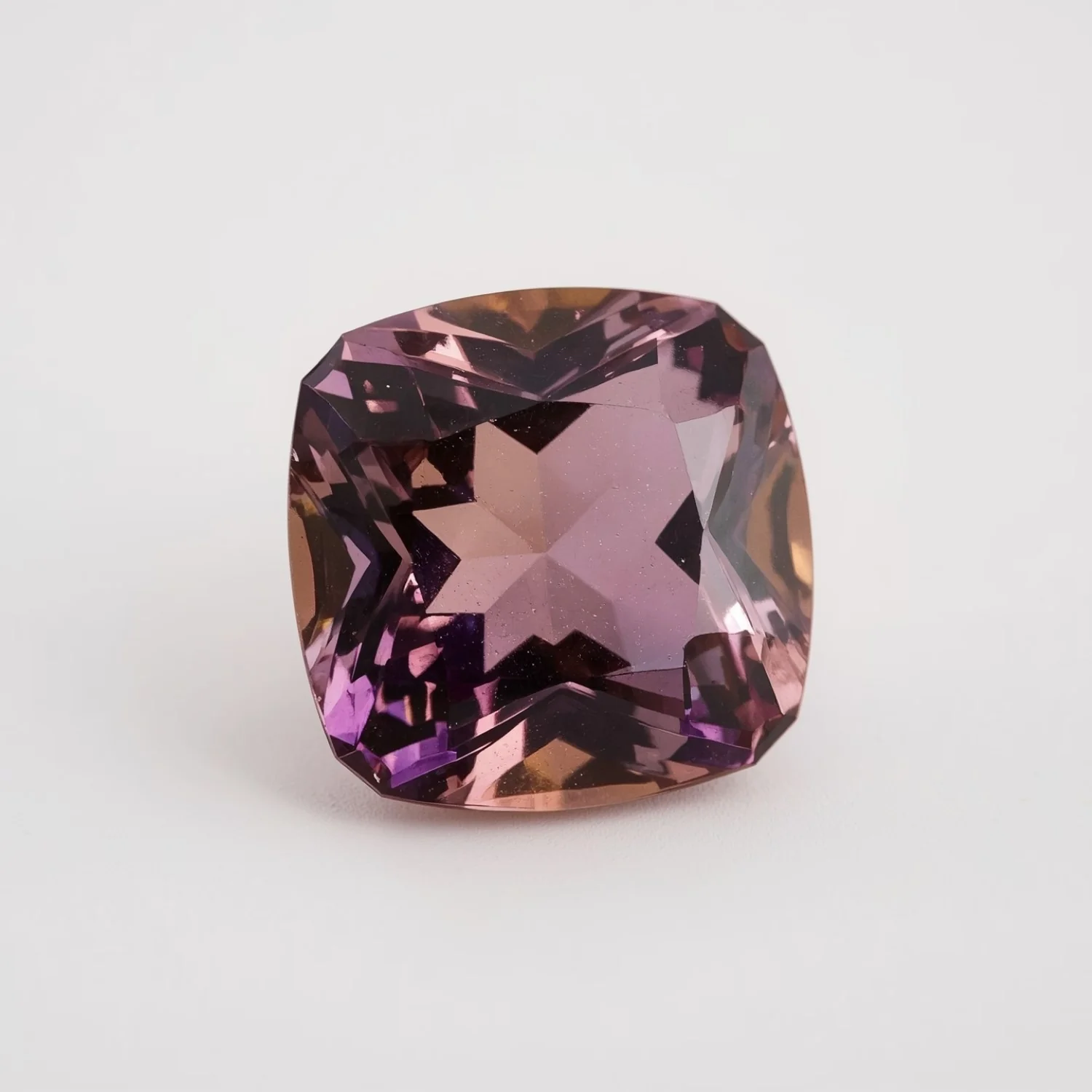 Ametrine 1PC Chunky 15x15 MM Cushion Faceted Multicolor Superior Semi Precious Loose Gemstone - Image 2