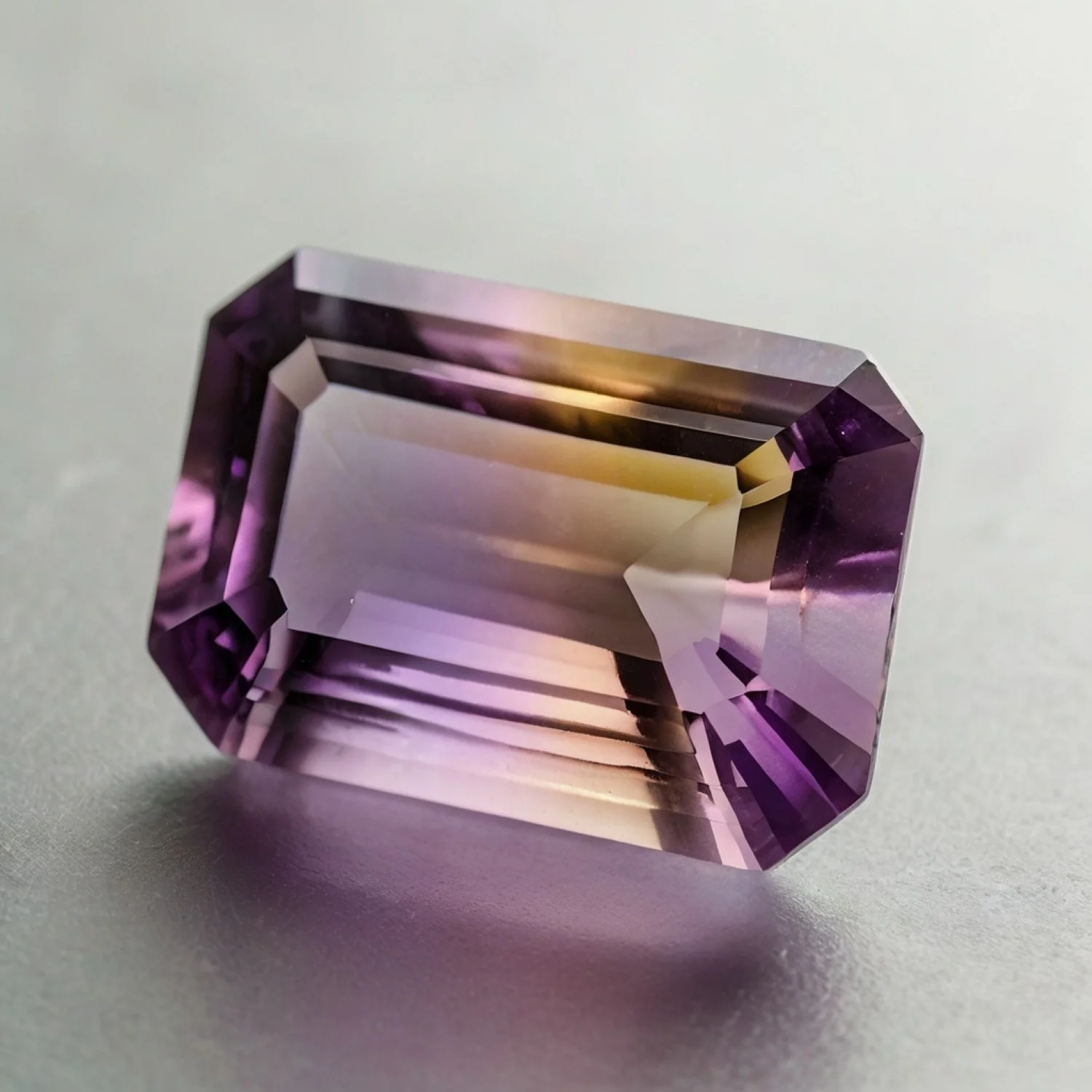 Ametrine 1PC Large 9x11 MM Emerald Faceted Multicolor Brilliant Semi Precious Loose Gemstones