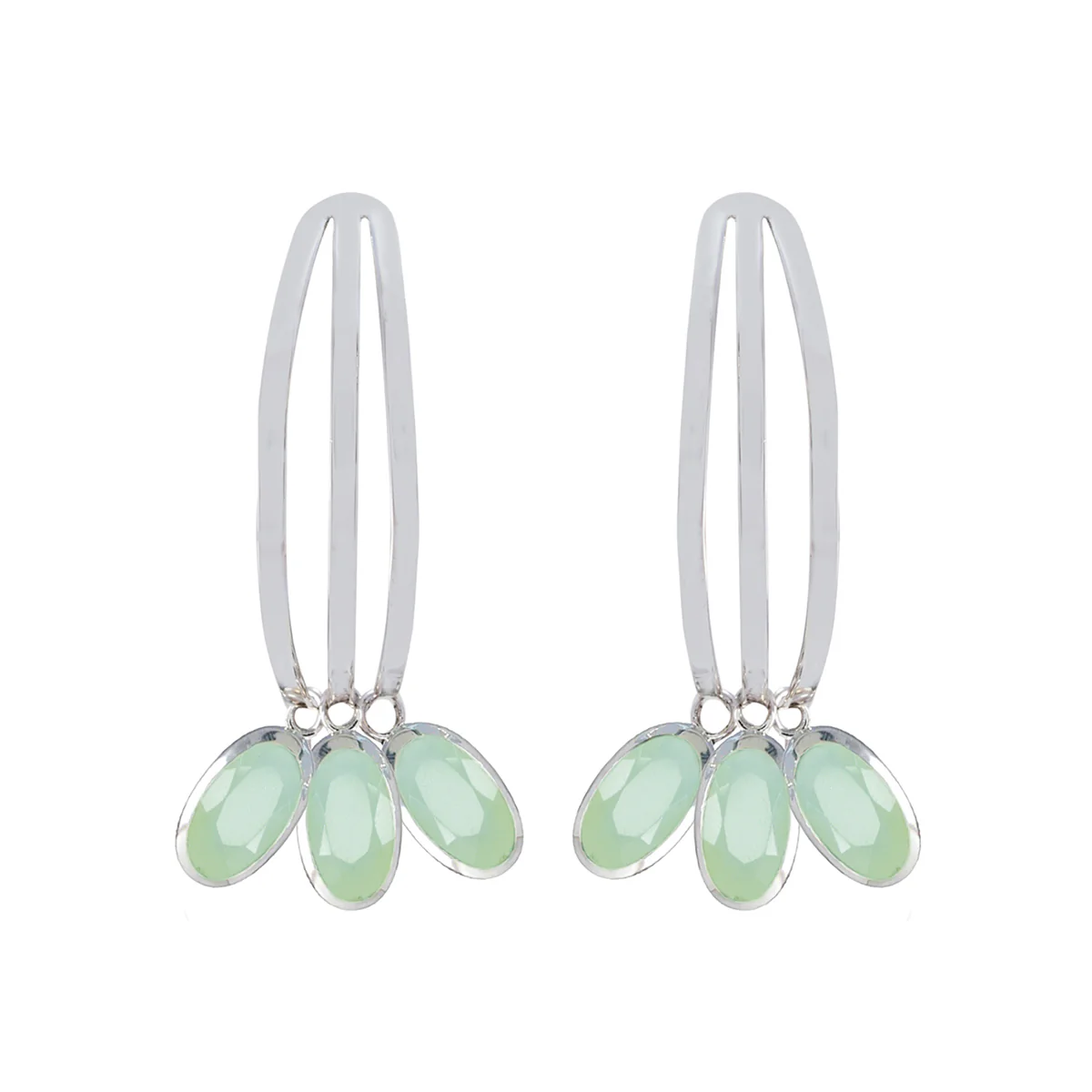 Aqua Chalcedony American Paula multiple Stud Green Sterling Silver Earring