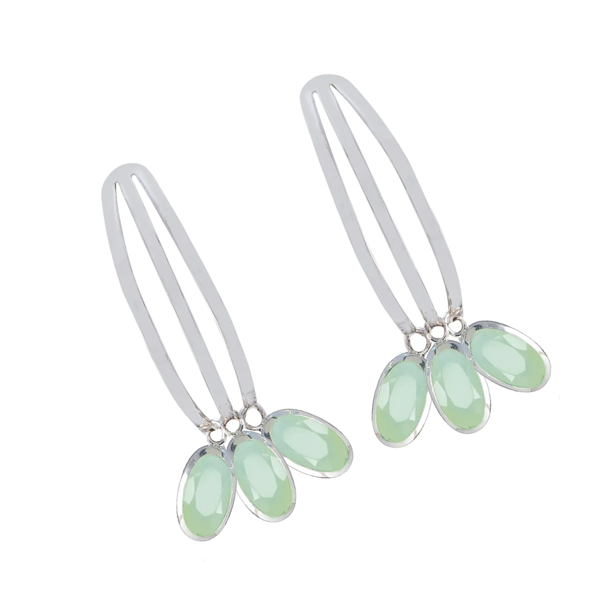 Aqua Chalcedony American Paula multiple Stud Green Sterling Silver Earring - Image 2