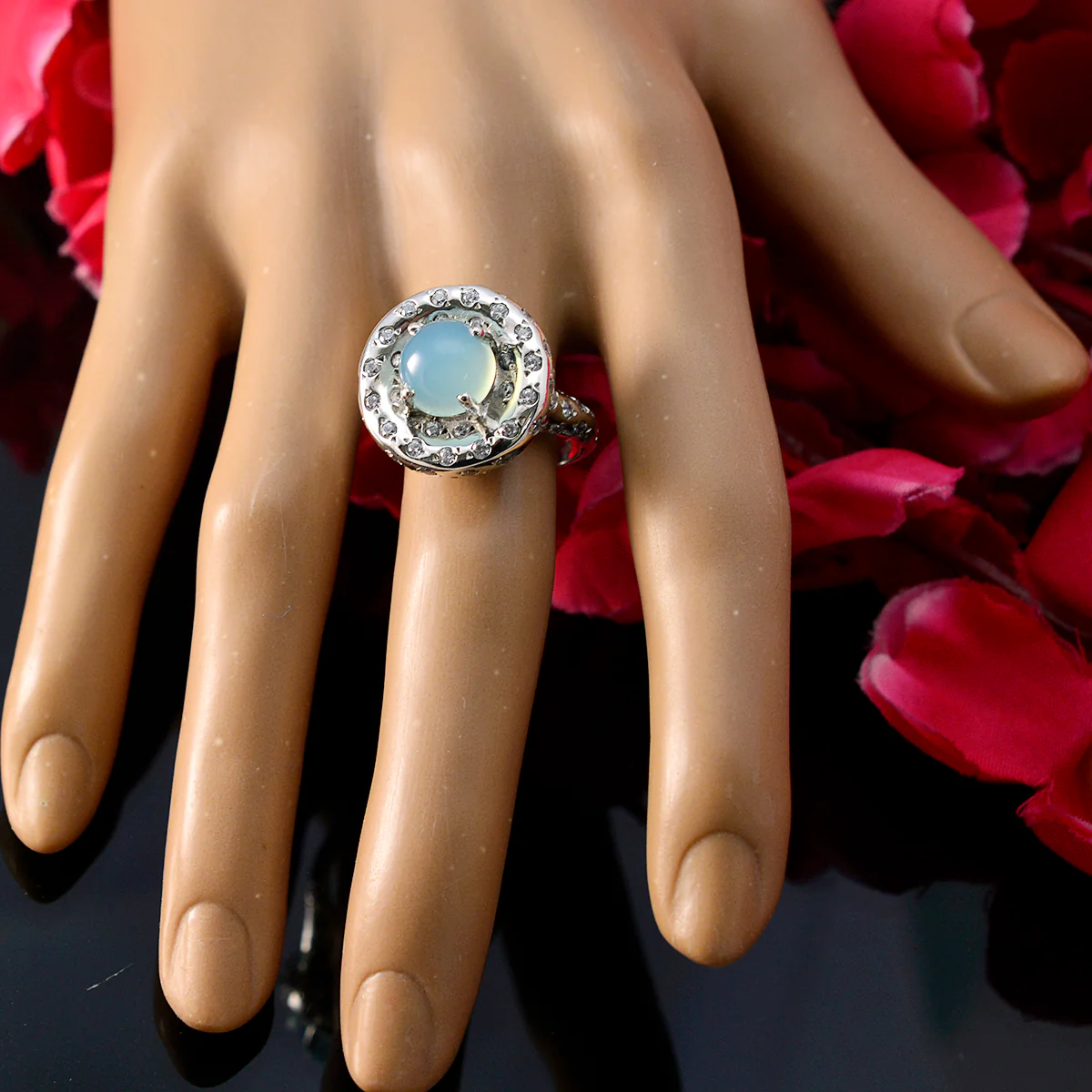 Aqua Chalcedony multiple African Silver Green Gems Versatile Abstract Ring Jewellery - Image 5