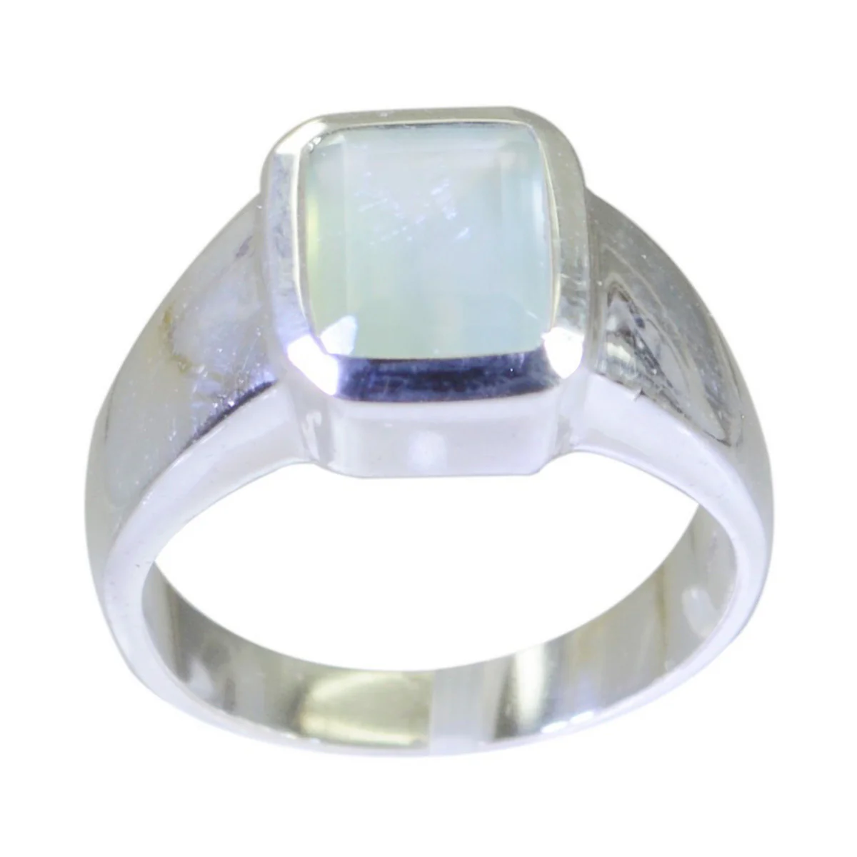 Aqua Chalcedony Solitaire African 92.5 Silver Green Gemstones Mid-weight Signet Ring Jewelry