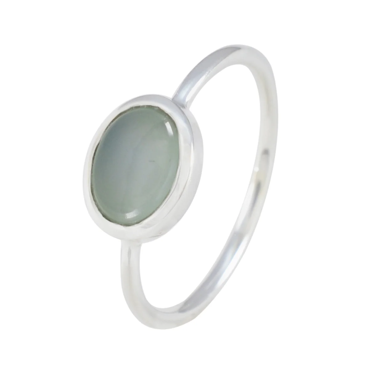 Aqua Chalcedony Solitaire American Silver Green Gems Elegant Feminine Ring Jewellery - Image 2
