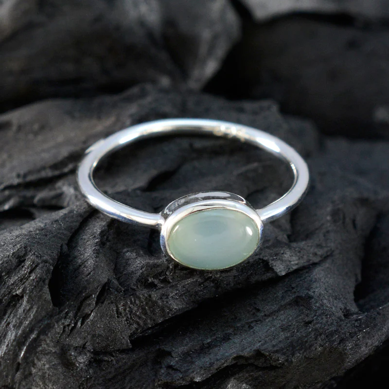 Aqua Chalcedony Solitaire American Silver Green Gems Elegant Feminine Ring Jewellery - Image 4