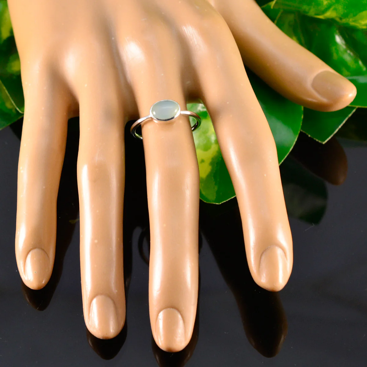 Aqua Chalcedony Solitaire American Silver Green Gems Elegant Feminine Ring Jewellery - Image 5