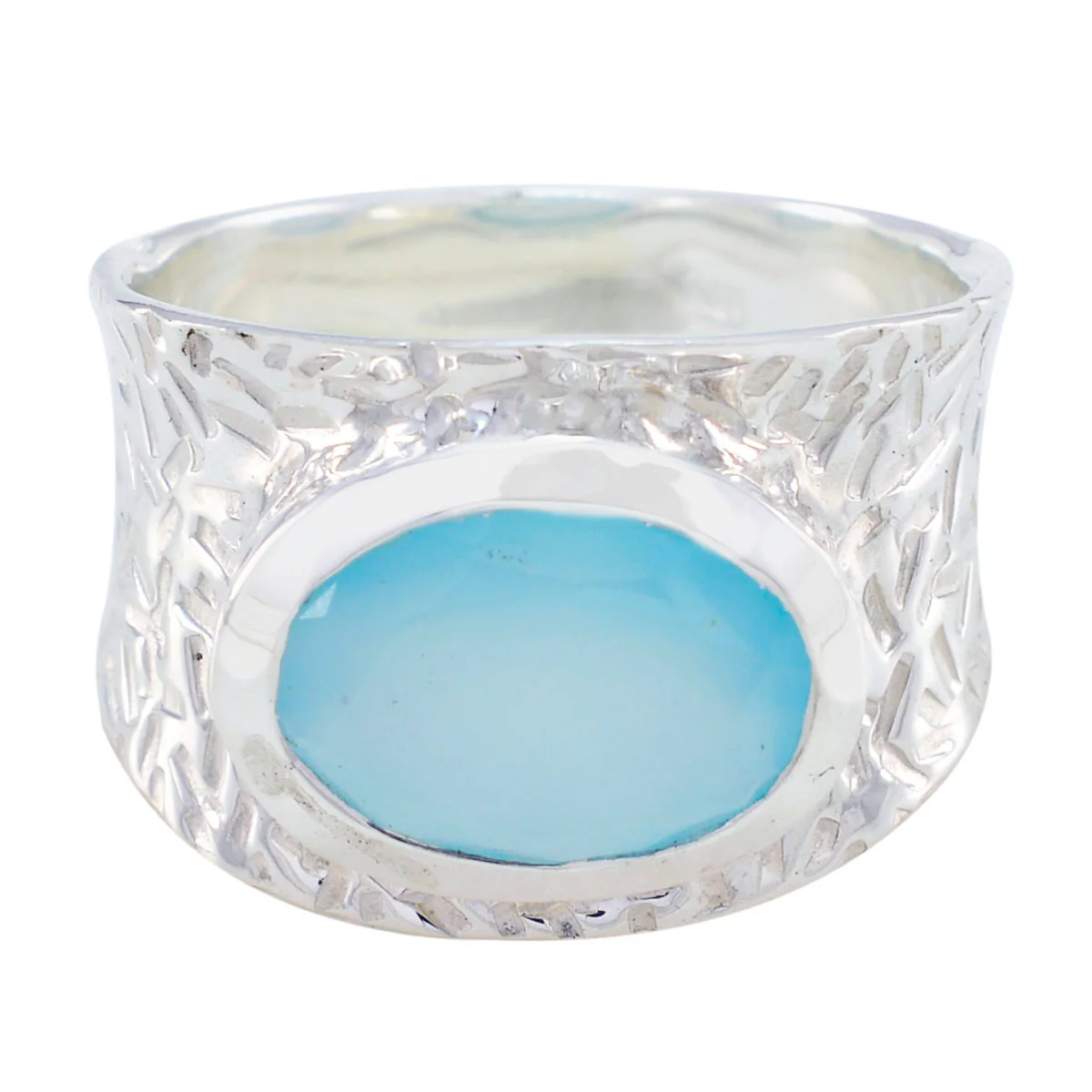 Aqua Chalcedony Solitaire German 925 Silver Green Gemstone Essential engravings Ring Jewellery