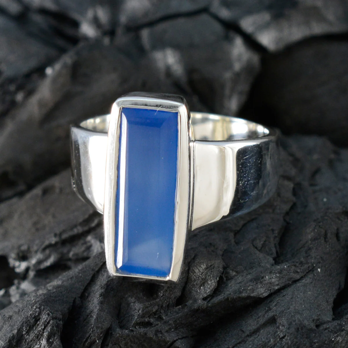 Aqua Chalcedony Solitaire German 925 Sterling Silver Green Gems Eye-catching Abstract Ring Jewelry - Image 4
