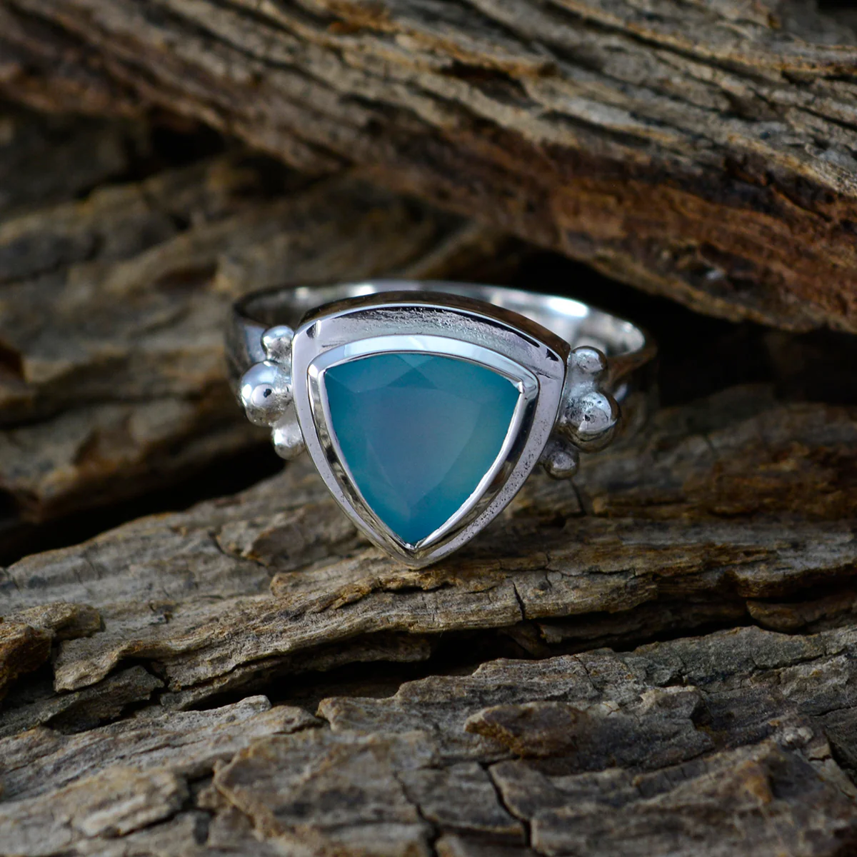Aqua Chalcedony Solitaire Russian 925 Sterling Silver Green Gemstone Slim Boho Ring Jewellery - Image 4