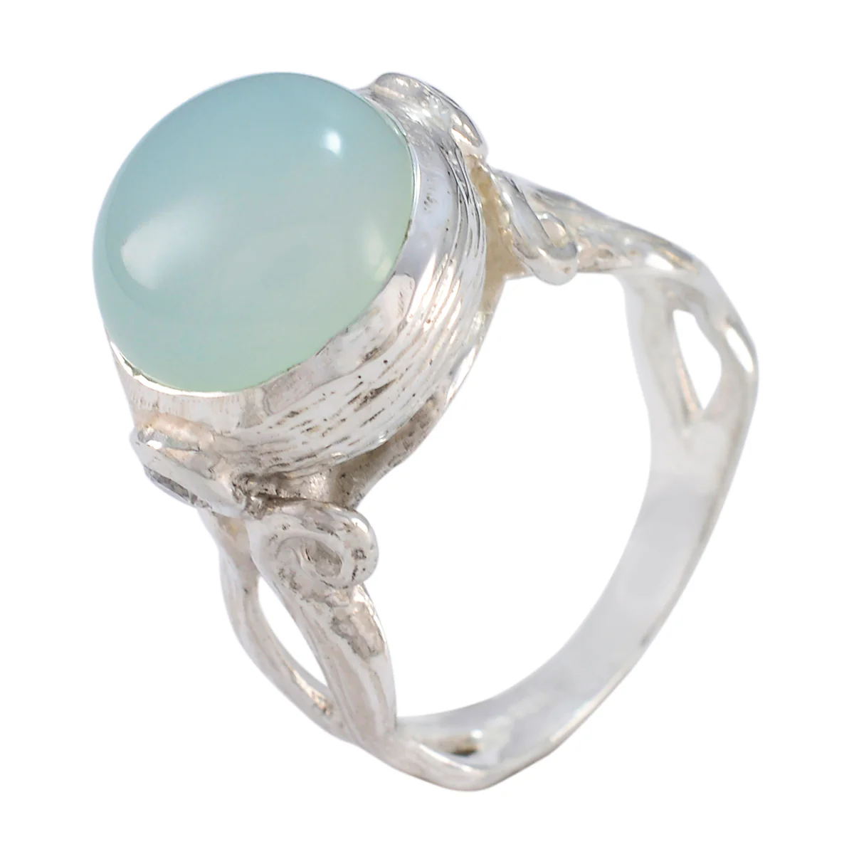 Aqua Chalcedony Solitaire Russian 925 Sterling Silver Green Gemstone Versatile Sophisticated Ring Jewellery - Image 2