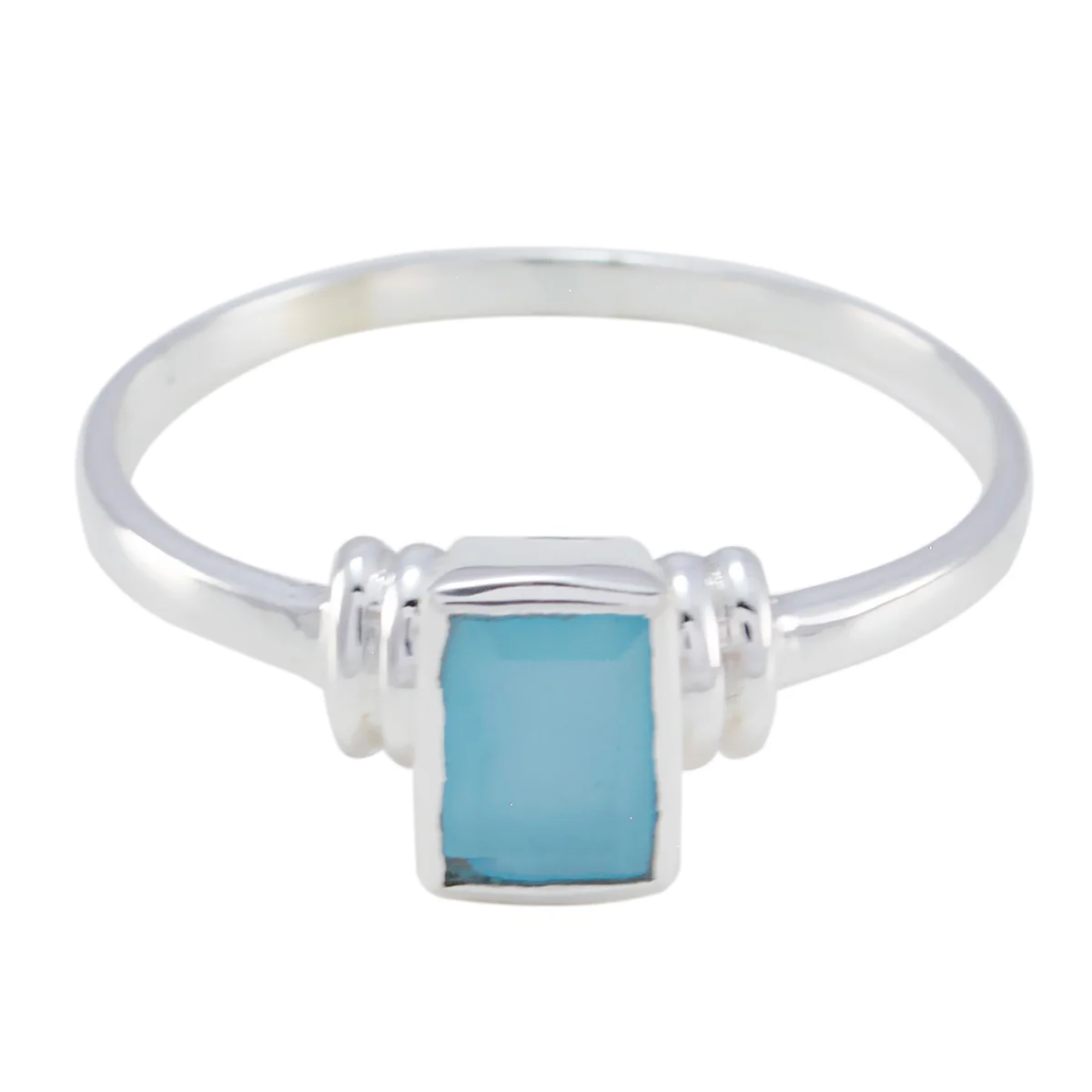 Aqua Chalcedony Solitaire Turkish 925 Sterling Silver Green Gemstones Dainty Boho Ring Jewelry - Image 3