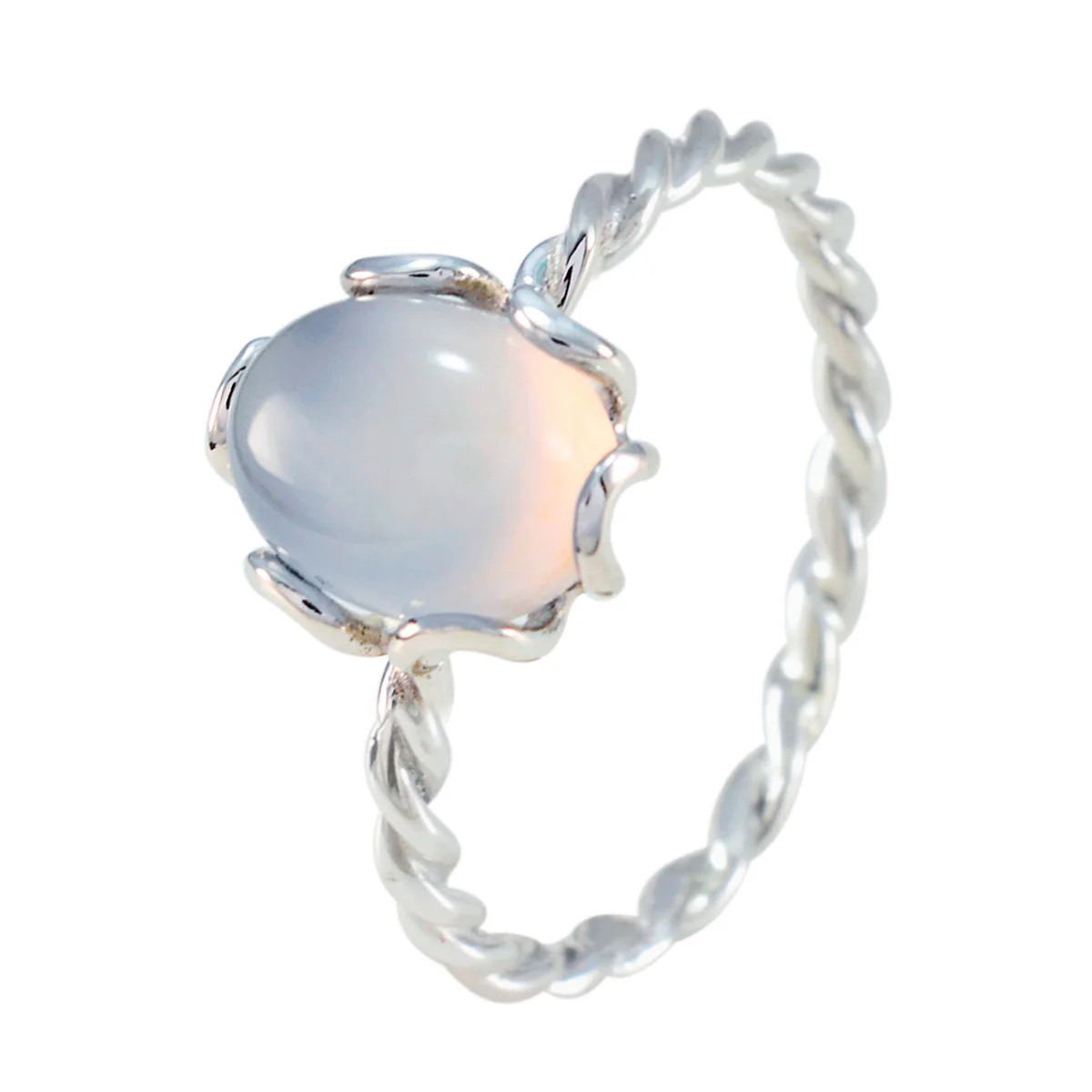 Aqua Chalcedony Solitaire Turkish 925 Sterling Silver Green Gemstones Elegant  Twist Ring Jewellery - Image 2