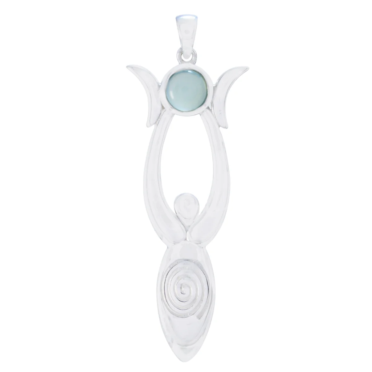 Aqua Chalcedony Whisper-thin French Silver Solitaire Chloe Cocktail Blue Pendant Jewelry