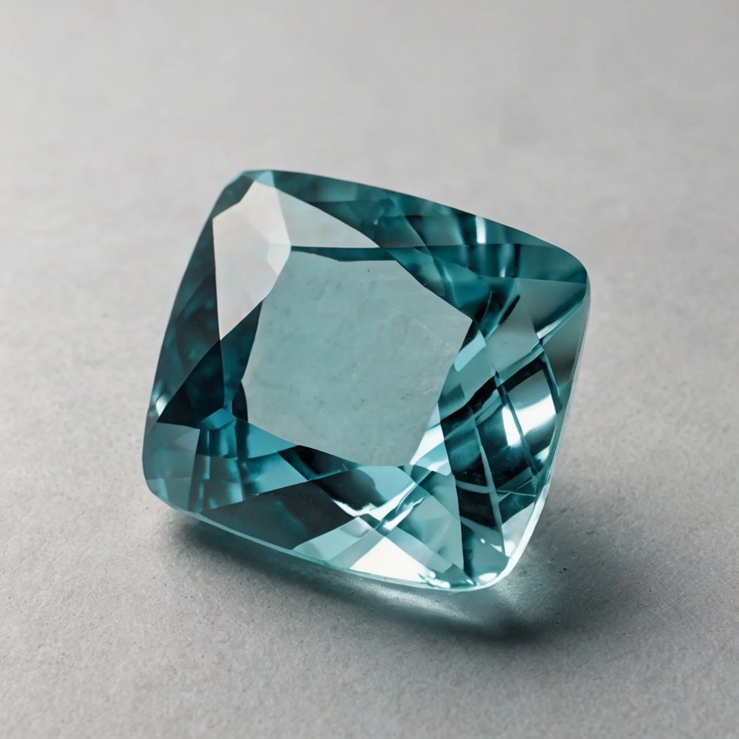 Aquamarine 1PC Chunky 13x13 MM Cushion Faceted Blue Natural Semi Precious Loose Gemstone - Image 2