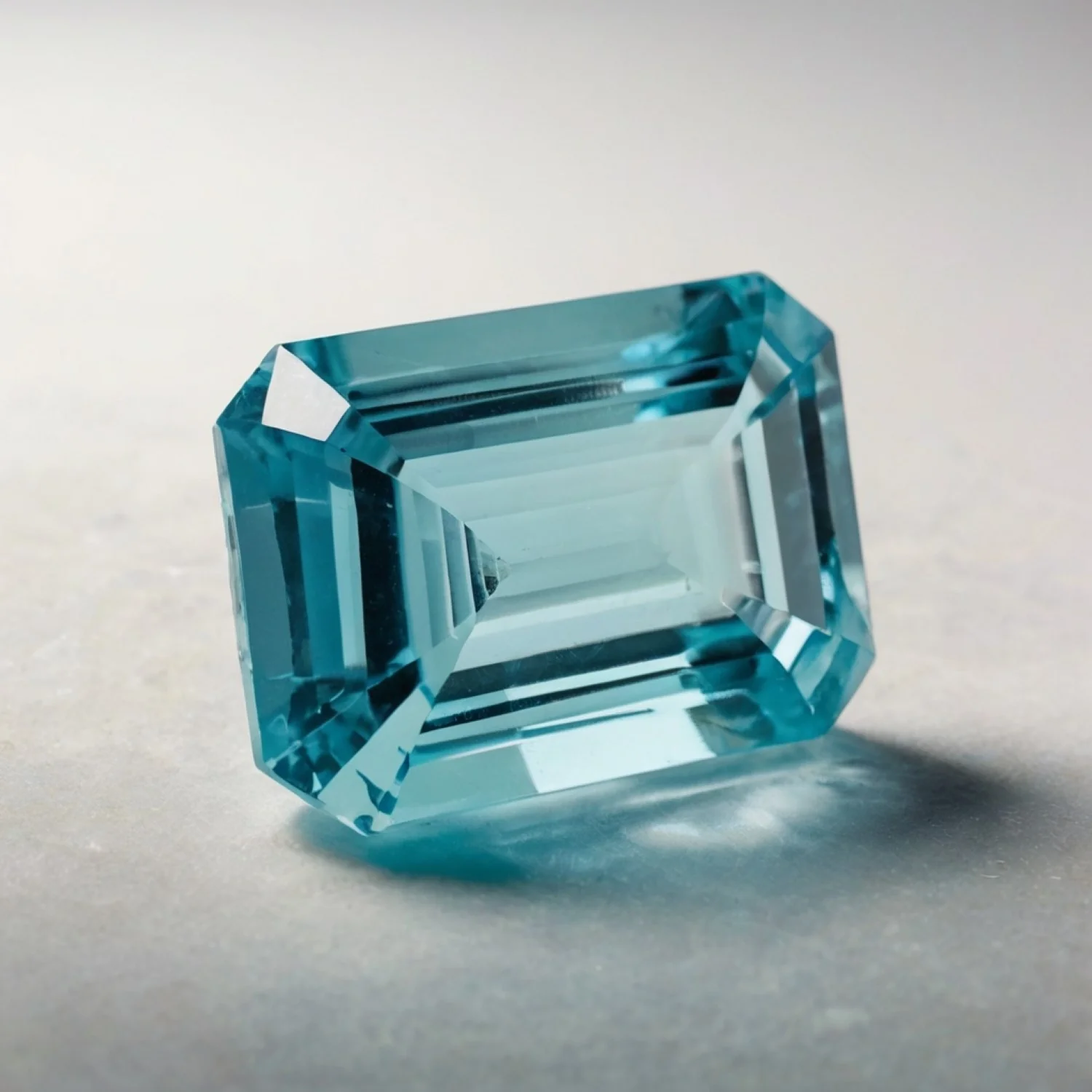 Aquamarine 1PC Large 10x12 MM Emerald Faceted Blue Splendid Semi Precious Gems