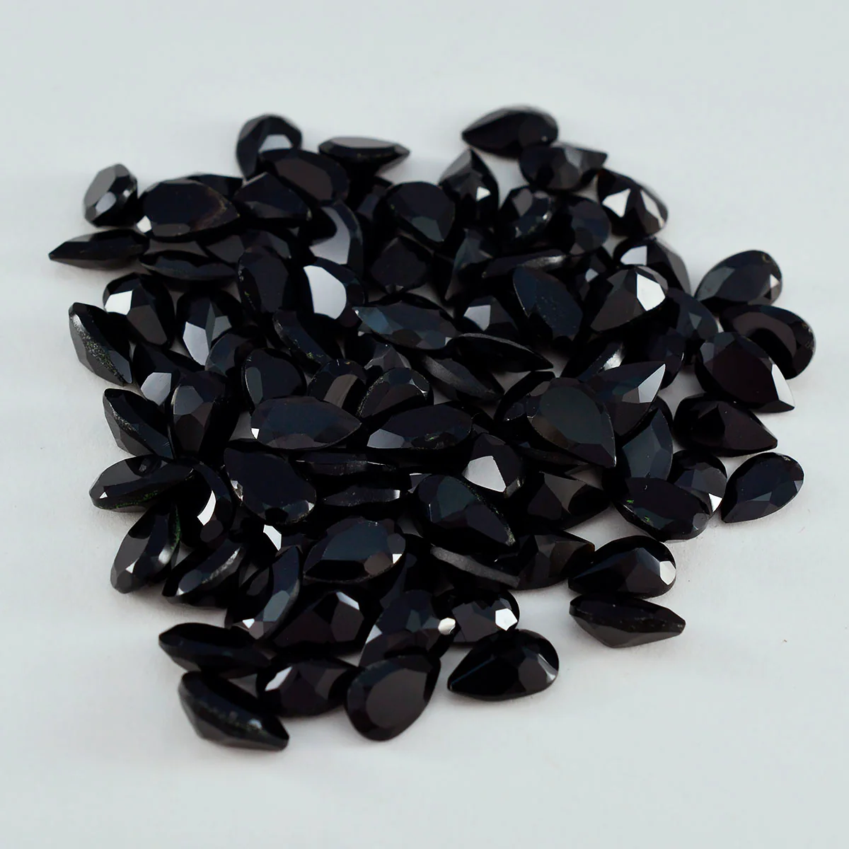 Black Onyx 10PC Tiny 4x6 MM Pear Faceted Black Fiery Semi Precious Gems - Image 2