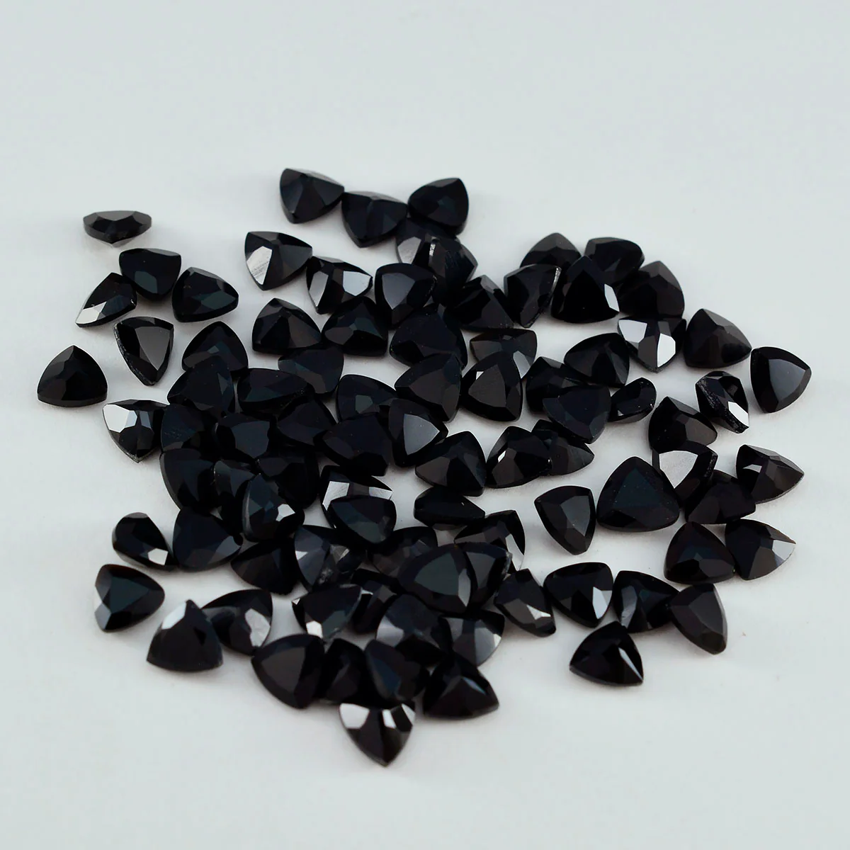 Black Onyx 10PC Tiny 5x5 MM Triangle Faceted Black Sparkling Semi Precious Gems - Image 2