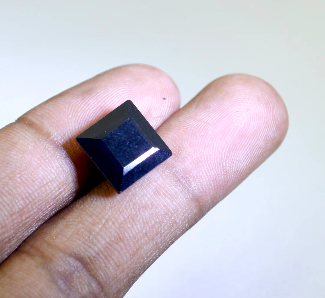 Black Onyx 1PC Large 11x11 MM Square Faceted Black Fine Semi Precious Loose Gemstone - Image 2