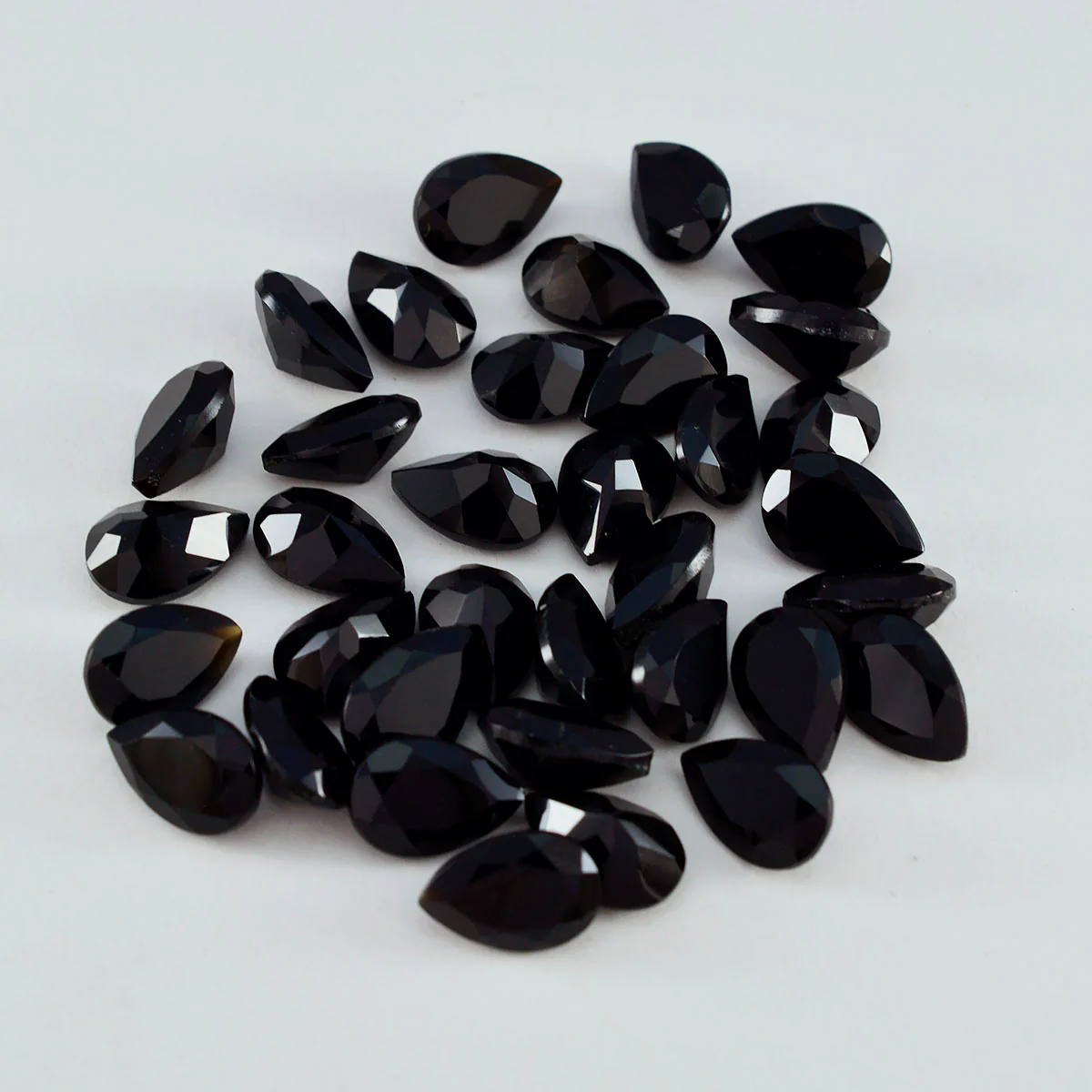 Black Onyx 1PC Large 8x12 MM Pear Faceted Black Fine Semi Precious Gems - Image 3