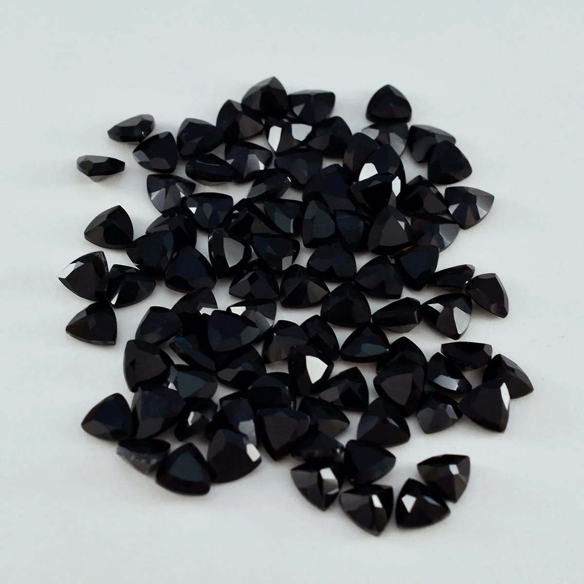 Black Onyx 1PC Medium 9x9 MM Triangle Faceted Black Lustrous Semi Precious Gems - Image 2