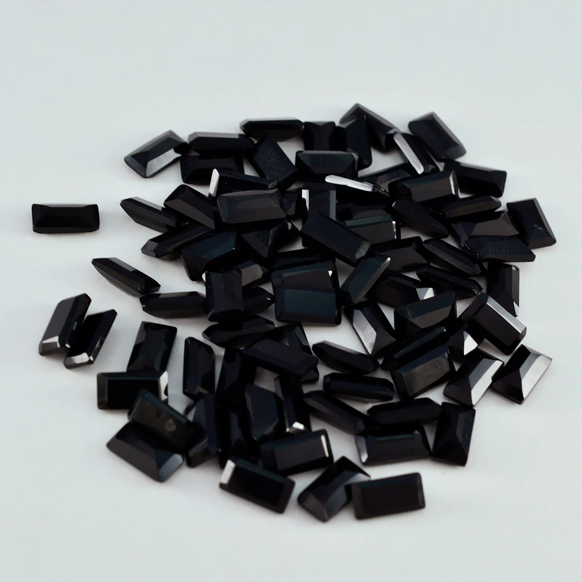 Black Onyx 1PC Tiny 4x8 MM Baguette Faceted Black Sparkling Semi Precious Loose Gemstone - Image 2
