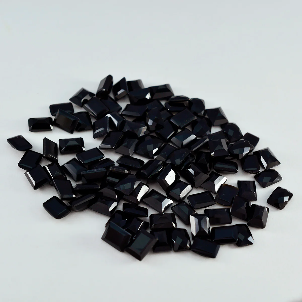 Black Onyx 1PC Tiny 5x7 MM Emerald Faceted Black Genuine Semi Precious Loose Gemstones
