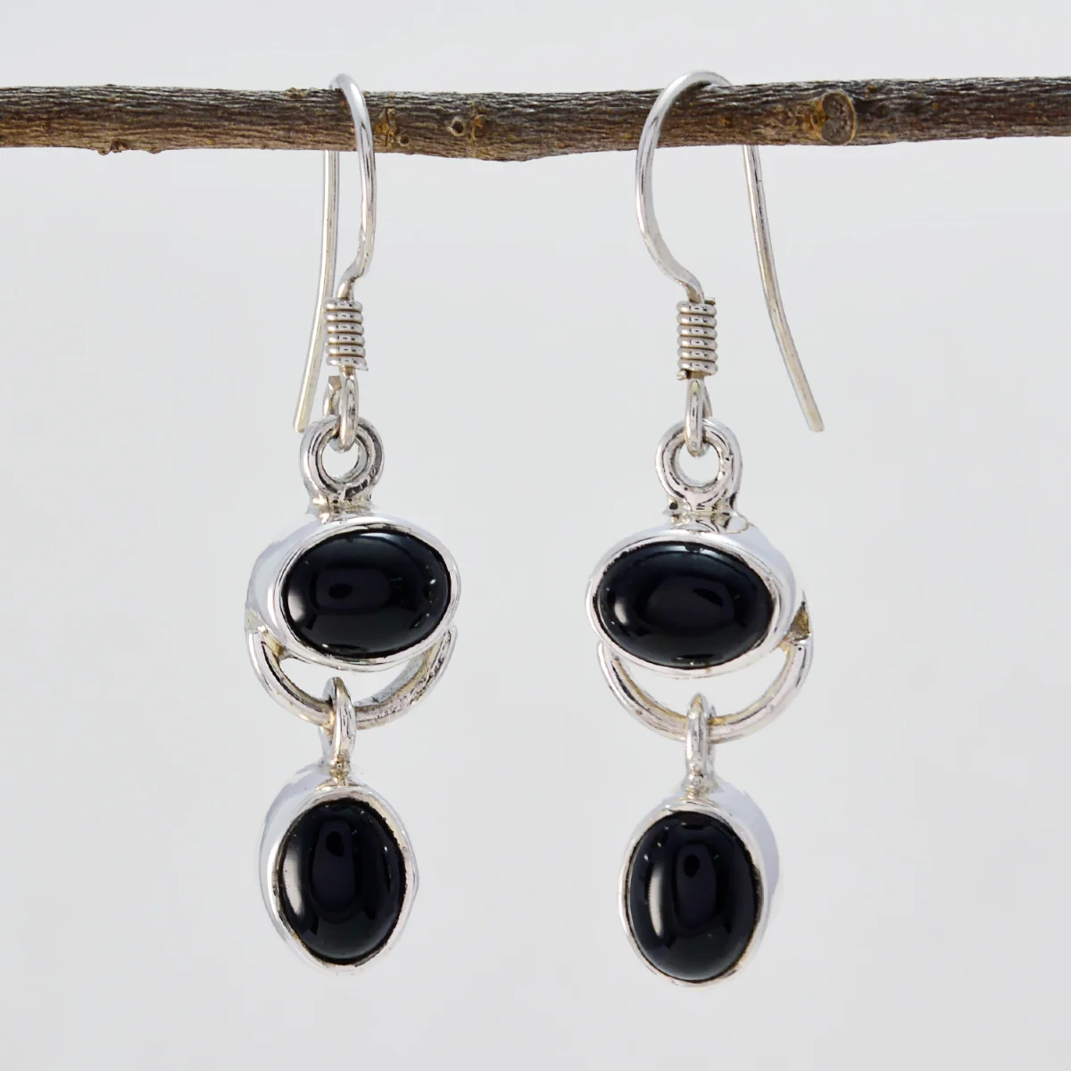 Black Onyx African Joaquina multiple Dangle Black 925 Sterling Silver Earring - Image 2