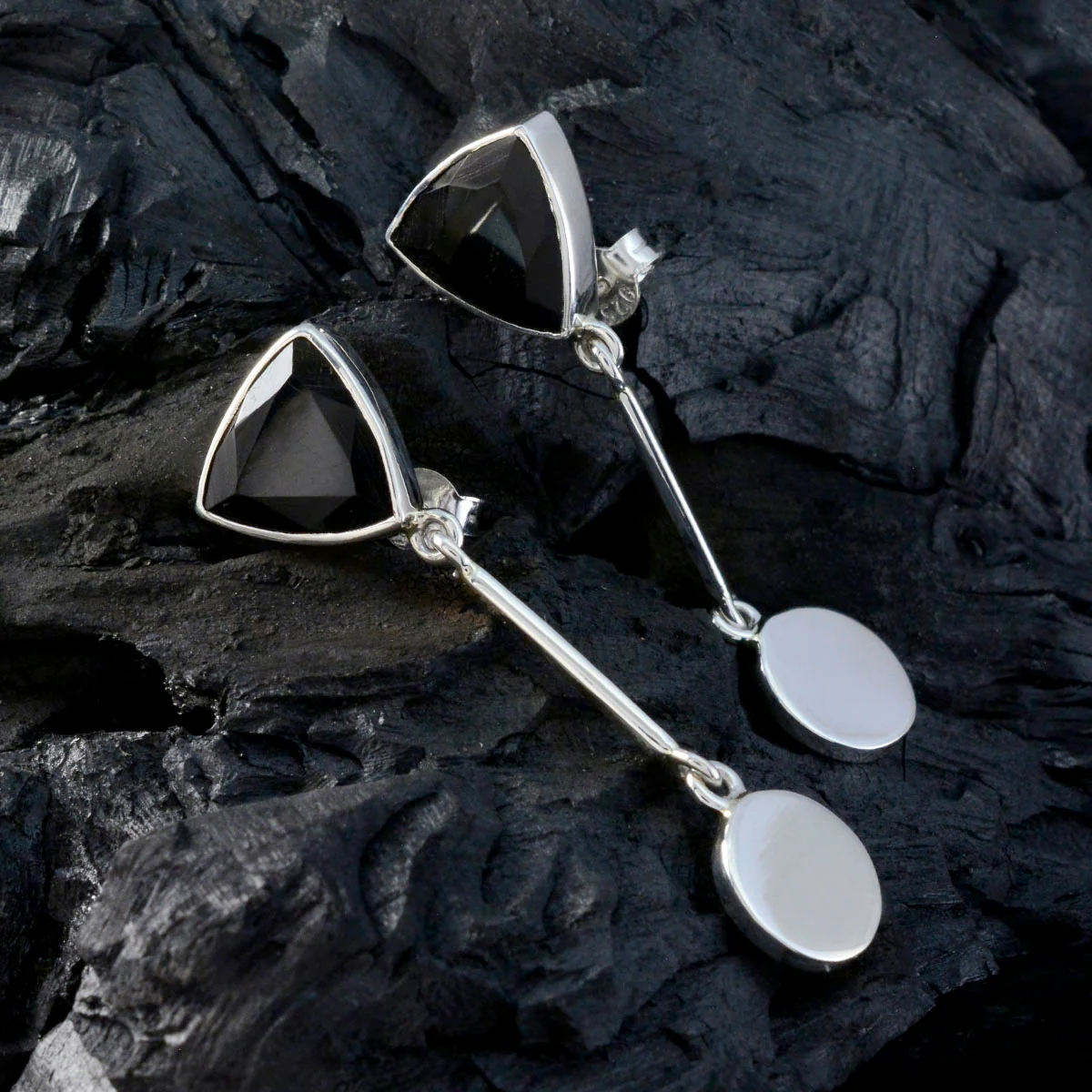 Black Onyx African Lili multiple Stud Black 925 Sterling Silver Earring - Image 4