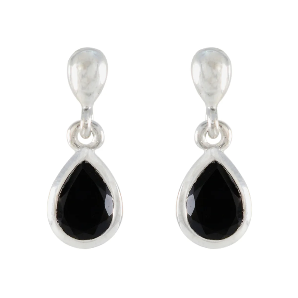 Black Onyx African Yasmine Solitaire Stud Black 925 Silver Earring